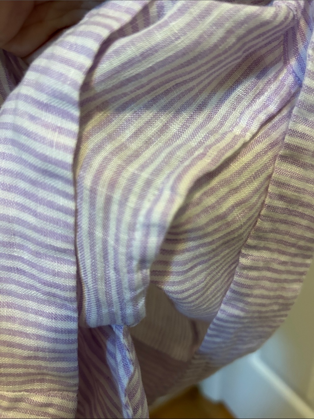 Hill House Lavender-Striped Tie-Waist Linen Shirt Dress - Picture 6 of 9